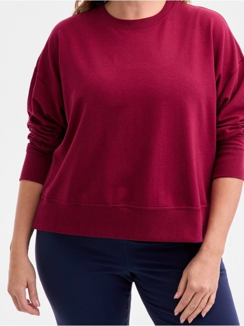 ID Ideology Plus Size Relaxed Crewneck Sweater - Red Shiraz Size 1X